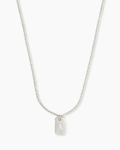 Initial Tag Silver Necklace