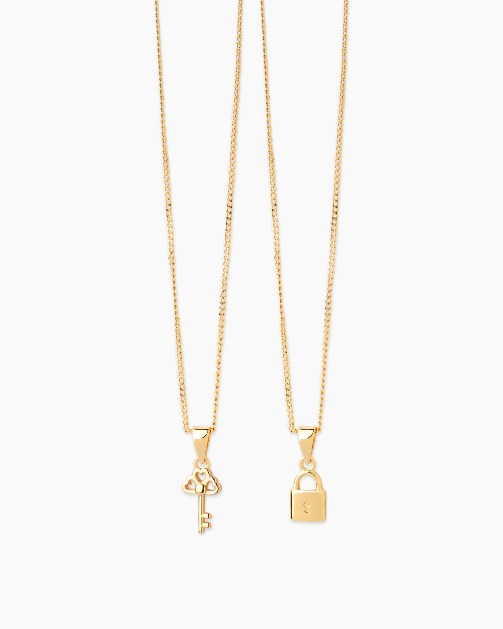 Lock and Key Gold Necklace Set