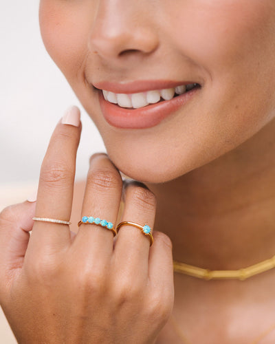Aqua Opal Gold Ring