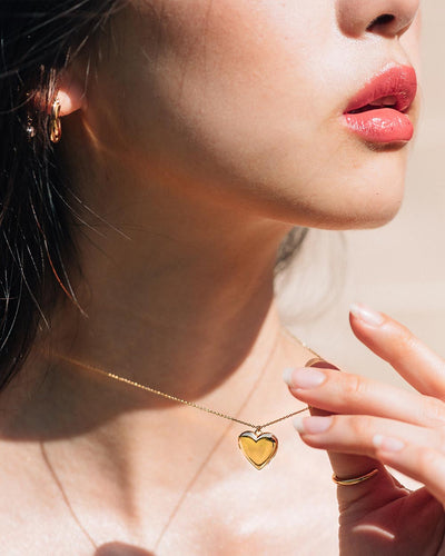 Heart Gold Locket Necklace