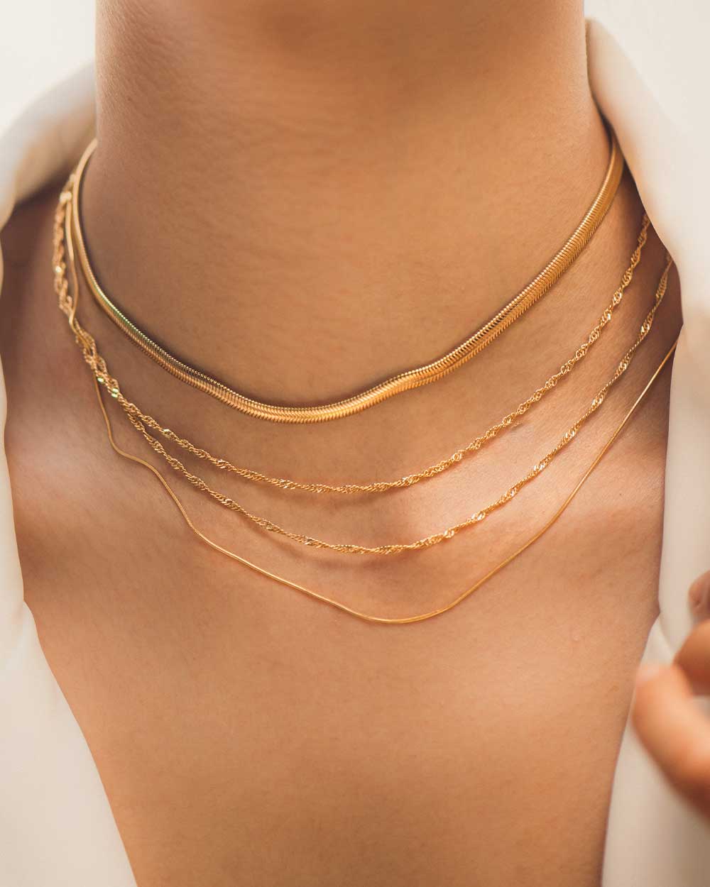 Rope Chain Necklace Chunky Necklace Statement Necklace Layering Necklace  Twisted Necklace Everyday Necklace Gold Choker Necklace Mom Gift -   Norway